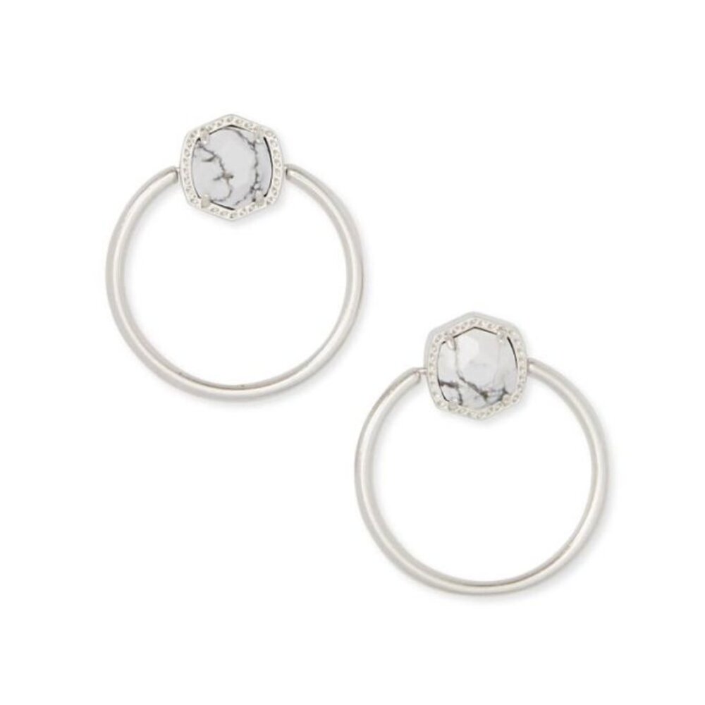 Kendra Scott Davie Silver Hoop Earrings in White Howlite